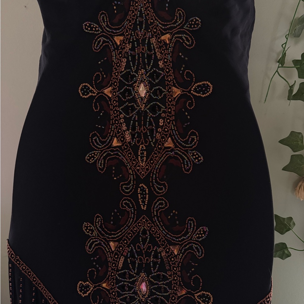 Cache Black Maxi Dress with Bronze Embellishment - Picture 4 of 7